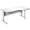 Artexport Scrivania bianca destra con modesty panel - gambe a L in metallo - 160 x 100/80/60 x 72 cm