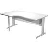 Artexport Scrivania bianca sinistra con modesty panel - gambe a L in metallo cromo - 160 x 100/80/60 x 72 cm