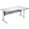 Artexport Scrivania grigia destra con modesty panel - gambe a L in metallo bianche - 160 x 100/80/60 x 72 cm