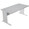 Artexport Scrivania grigia con modesty panel - gambe a L in legno grigie - 140 x 80 x 72 cm