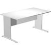 Artexport Scrivania bianca con modesty panel - gambe a L in legno grigie - 140 x 80 x 72 cm