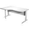 Artexport Scrivania bianca sinistra con modesty panel - gambe a L in metallo bianche - 160 x 100/80/60 x 72 cm