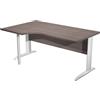 Artexport Scrivania frassino toscano sinistra con modesty panel - gambe a L in metallo bianche - 160 x 100/80/60 x 72 cm