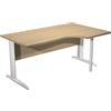 Artexport Scrivania rovere destra con modesty panel - gambe a L in metallo bianche - 160 x 100/80/60 x 72 cm