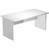 Artexport Scrivania bianca con modesty panel - gambe a pannello in legno bianche - 140 x 80 x 72 cm