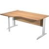 Artexport Scrivania faggio sinistra con modesty panel - gambe a L in metallo bianche - 160 x 100/80/60 x 72 cm