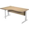 Artexport Scrivania rovere sinistra con modesty panel - gambe a L in metallo bianche - 160 x 100/80/60 x 72 cm