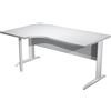 Artexport Scrivania grigia sinistra con modesty panel - gambe a L in metallo bianche - 160 x 100/80/60 x 72 cm
