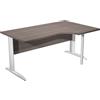 Artexport Scrivania frassino toscano destra con modesty panel - gambe a L in metallo bianche - 160 x 100/80/60 x 72 cm