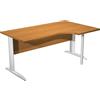 Artexport Scrivania noce chiaro destra con modesty panel - gambe a L in metallo bianche - 160 x 100/80/60 x 72 cm