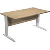 Artexport Scrivania rovere con modesty panel - gambe a L in metallo grigie - 140 x 80 x 72 cm