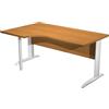 Artexport Scrivania noce chiaro sinistra con modesty panel - gambe a L in metallo bianche - 160 x 100/80/60 x 72 cm