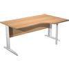 Artexport Scrivania faggio destra con modesty panel - gambe a L in metallo bianche - 160 x 100/80/60 x 72 cm