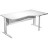 Artexport Scrivania bianca destra con modesty panel - gambe a L in metallo grigie - 160 x 100/80/60 x 72 cm