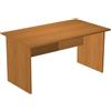 Artexport Scrivania noce chiaro con modesty panel - gambe a pannello in legno noce - 140 x 80 x 72 cm
