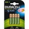 Duracell Pile batterie ricaricabili Duracell AAA (Ministilo) - 1,5 V - 850 mah (conf. 4)