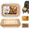 KitchenBoss Carta Forno per Friggitrice ad Aria: 120 Pezzi Rettangolare Carta Forno Fogli 22 x 14cm, Antiaderente Impermeabile Antiolio Air Fryer Accessori Compatibile con Ninja AF300EU AF400EU