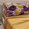 PETTI Artigiani Italiani - Lenzuola in Cotone con Federe in Stampa Digitale, Lenzuola Una Piazza e Mezza, Completo Letto Una Piazza e Mezza, Floreale 4 Giallo Ocra, 100% Made in Italy