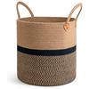 CHICVITA Cesto portaoggetti extra large in iuta con manici, cesto portabiancheria, giocattoli, asciugamani, coperte, cestino per la casa, regalo, 40,6 x 40,6 cm, nero