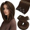 Moresoo Extension Clip Capelli Veri Marrone Cioccolato 30 cm 80g #4 5pz