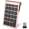 Agatige Mini Tastierino Numerico, 22 Tasti Tastierino Numerico Wireless Portatile 2.4G con Ricevitore USB Estensioni per Tastiera per Laptop, Notebook, PC e Desktop(Oro Rosa)