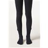 Calzedonia Collant In Cotone A Costine Con Fiocco Da Bambina Nero