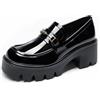 DREAM PAIRS Preppy Mocassini da Donna con Plateau Classico Comode Eleganti Casual con Lavoro,Size 38.5,Nero-Pat,DWUMLS2534