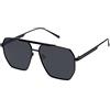 SOJOS Occhiali da sole polarizzati quadrati retrò oversize per uomo donna vintage ombre UV400 classico grande montatura in metallo occhiali da sole SJ1161, nero/grigio, s