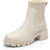 DREAM PAIRS Stivali da Donna Casuale Chelsea Stivaletti Tacco Medio Stivaletto Blocco Tacco,Size 38.5,Beige,SDAB2312W