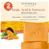 PLANTIFIQUE Turmeric & Kojic Acid Soap | Sapone Esfoliante Viso e Corpo | Saponetta Detergente Solida Scrub Donna e Uomo | Peeling Naturale e Tono Pelle Uniforme | 2 Pezzi