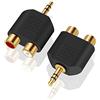 ANDTOBO 2 Pezzi Adattatore Splitter da 3,5 mm to RCA, 3,5 mm Maschio Stereo A Doppio RCA Femmina Adattatore Breakout Audio