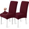Ystyle Coprisedie con Schienale 2 Pezzi, Elasticizzato Copri Sedie Soggiorno Cucina, Fodere per Sedia Morbido Comodo Anti-Graffio, Facile da Pulire e Resistente, Lavabile Estraibile, Bordeaux