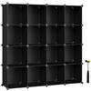 SONGMICS Scarpiera Componibile, Scaffale a 16 Cubi Modulari, Guardaroba, Recinto per Animali Domestici, Camera da Letto Cabina Armadio Ingresso, 31 x 123 x 123 cm, Nero LPC44BK