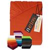 Npluseins - Lenzuolo sotto in jersey 100% cotone, kaminrot, 140-160 x 200 cm