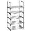 SONGMICS Scarpiera a 5 Ripiani, Scaffale Portascarpe in Metallo, Impilabile e Salvaspazio, Scaffale Portaoggetti, Ingresso Soggiorno Camera, Grigio LSA005G02