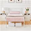 Yaheetech Letto Singolo in Ferro Battuto a Doghe Struttura Letto in Metallo 90 x 190 cm Stile Rustico Moderno Testiera Elegante Portata 136 kg Bianco
