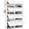 WOLTU Scarpiera Modulareda Ingresso, con 8 Scomparti, per 32 Paia di Scarpe, Contenitore con Porte, in Plastica e Metallo, Bianco