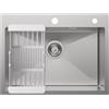 CECIPA Lavello Cucina 1 Vasca con Scolapiatti e Sifone, Lavello Cucina 60x45 cm, Lavello Quadrato in Acciaio Inox 304 Spazzolato, Lavello da Incasso con 2 Fori per Rubinetto, Lavello da Esterno