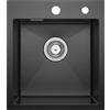 CECIPA Lavello Cucina 1 Vasca, Lavandino Cucina 40 x 45cm, Lavello Nero Antracite con Sifone, Lavello in Acciaio Inox quadrato, Lavabo cucina Piccolo Montaggio Incasso o Superiore, no Dispenser Sapone
