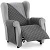 textil-home Textilhome Copridivano Malu 1 Posti con Braccioli - Copripoltrona Relax e Orecchioni Reversibile, Imbottito, Protezione Antigraffio per Divani, Colore Grey