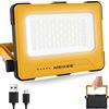 MEIKEE Faro LED Ricaricabile, Lampada da Lavoro Portatile con Cavo USB e Pannello Solare, 16 Modalità, Batteria 10000mAh, Power Bank, con 2 magneti, Luce da Campeggio per Cantiere Emergenza Pesca