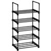 SONGMICS Scarpiera a 5 Ripiani, Scaffale Portascarpe in Metallo, Impilabile e Salvaspazio, Scaffale Portaoggetti, Ingresso Soggiorno Camera, Nero LSA005B02