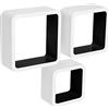 WOLTU Mensole da Muro Mensola a Cubo Scaffale Parete Decorazione per Cameretta Salotto Legno MDF Moderno 3 Pezzi Diametri Diversi Nero-Bianco RG9236sz