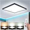 EASY EAGLE Plafoniera LED Dimmerabile Con Telecomando, 36W Lampada da Soffitto Moderna 3000-6500K IP44 3240LM Quadrata Pannello Luce per Camera Cucina Soggiorno Ø30 Cornice Nero