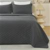 WOLTU Copriletto 220x240 cm Grigio Scuro, Trapunta in 3 Pezzi, con 2 Federe Cuscini da 50x70 cm, Coperta Leggera con Motivi a Rombi ad Ultrasuoni, per Camera da Letto, Divano
