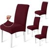 Ystyle Coprisedie con Schienale 4 Pezzi, Elasticizzato Copri Sedie Soggiorno Cucina, Fodere per Sedia Morbido Comodo Anti-Graffio, Facile da Pulire e Resistente, Lavabile Estraibile, Bordeaux