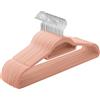 SONGMICS Grucce Appendiabiti in Velluto, 20 Pezzi, Salvaspazio e Antiscivolo, Porta Cravatte, Gancio Girevole a 360°, Spesso 0,6 cm, Largo 43,5 cm, Cappotti Pantaloni, Rosa Corallo CRF20PK