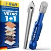 S&R Set di 2 Punte Trapano: 1 Diamantata 6mm e 1 Centraggio Vetro. Punte Gres Porcellanato Piastrelle Ceramica Granito Marmo Vetro Professionali.