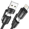 RAVIAD Multi Cavo di Ricarica [50CM] 4 in 1 Multiplo Cavetto 60W PD con USB C/A a Lightning, USB C/A a Tipo C interfaccia Cavo USB di Ricarica per Galaxy S24/S23, iPhone 16/15, Pixel, Honor-Nero