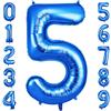 OFFCUP Palloncini Compleanno 1 Anni Blu 101 CM, Palloncino Numero 5, Foil Palloncini Numeri, Giganti Palloncini Numeri, Decorazioni Festa Compleanno, Gonfiabili Pallone per Anniversario